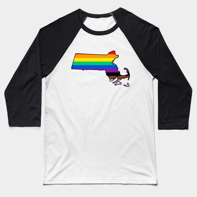 Massachusetts Pride Baseball T-Shirt by fearcity